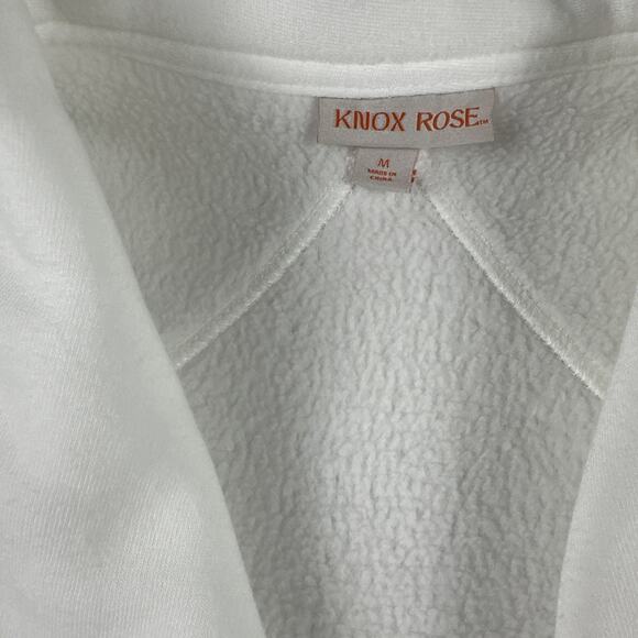 Knox Rose Fleece Jacket Women's Medium White Shawl Collar Button Front Pockets - Picture 3 of 10